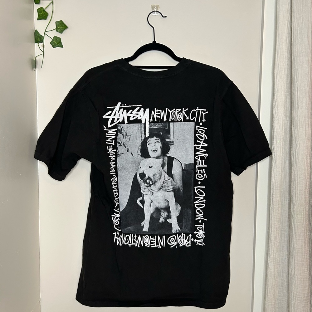 Stussy Black T-Shirt with Graphic Print